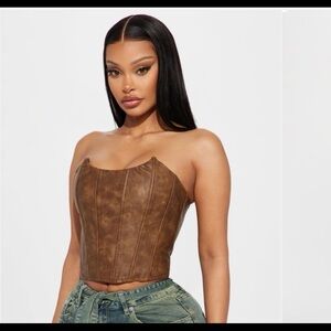 Brown Strapless Corset Top